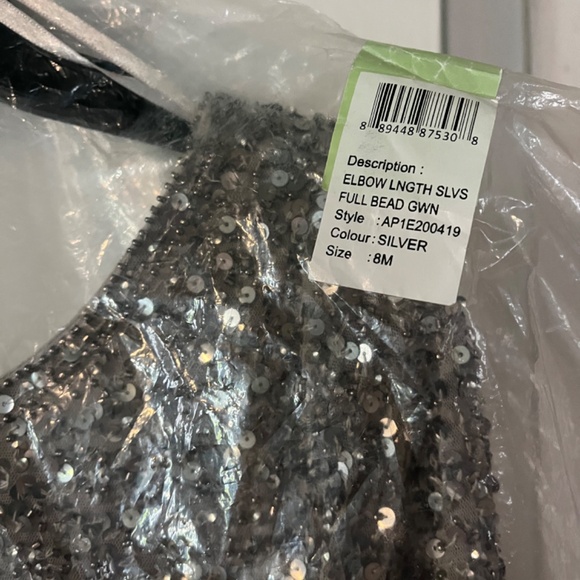 Adrian Papell Fully Beaded Godet Gown with Sheer Sleeves - Picture 10 of 11